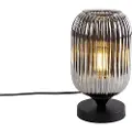 QAZQA Art Deco bordlampe sort med røgglas - Banci