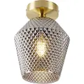 QAZQA Art Deco loftslampe messing med røgglas - Karce
