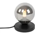 QAZQA Moderne bordlampe sort med røgglas - Athen