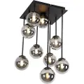 QAZQA Moderne loftslampe sort 9-lys med røgglas - Athen