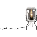 QAZQA Design bordlampe sort med røgglas - Bliss