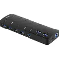 Deltaco USB 3.0 hub 7xType A hun strømadapter USB hub - 7 ports - Sort