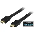 Deltaco fladt højhastigheds-HDMI-kabel med Ethernet - 0,5 m - sort