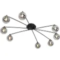 QAZQA Moderne loftslampe sort 8-lys med røgglas - Athen