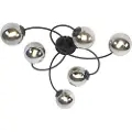 QAZQA Moderne loftslampe sort 6-lys med røgglas - Athen