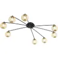 QAZQA Moderne loftslampe sort med guld 8-lys - Athens Wire