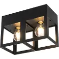QAZQA Moderne loftslampe sort 2-lys - Cela