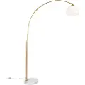 QAZQA Moderne buelampe messing med hvid skærm - Arc Basic