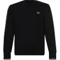 Fred perry Fred Perrytil mænd. M7535 Sweatshirt med rund hals, sort (M), Casual, Bomuld