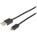 Prokord Usb-kabel 2m. Usb A Micro-usb B Sort
