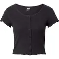 Urban Classics Cropped Button Up Rib T-shirt sort