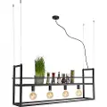 QAZQA Industriel pendellampe sort med hylde stor 4 lys - Cage Rack