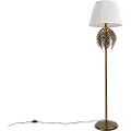 QAZQA Gulvlampe guld 145 cm med plisseret skærm hvid 45 cm - Botanica