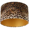 QAZQA Fløjlslampeskærm leopardprint 35/35/20 guld indvendig