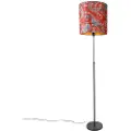 QAZQA Gulvlampe sort skærm påfugl design rød 40 cm - Parte