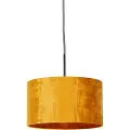 QAZQA Moderne pendellampe sort med gul skærm 35 cm - Combi