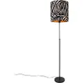 QAZQA Gulvlampe sort skærm zebraprint 40 cm justerbar - Parte