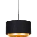 QAZQA Moderne pendellampe sort med guld 47 cm Duo skærm - Combi