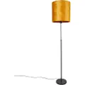 QAZQA Gulvlampe sort med guld skærm 40 cm justerbar - Parte