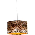 QAZQA Moderne pendellampe sort med leopardskærm 35 cm - Combi
