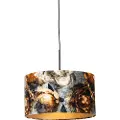 QAZQA Moderne pendellampe sort med blomsterlampeskærm 35 cm - Combi