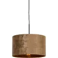 QAZQA Moderne pendellampe sort med brun skærm 35 cm - Combi