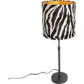 QAZQA Bordlampe sort skærm zebraprint 25 cm justerbar - Parte