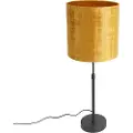 QAZQA Bordlampe sort fløjlsskærm guld 25 cm justerbar - Parte