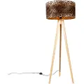 QAZQA Gulvlampe Tripod Naturlig med Blomster Skærm 50 cm - Tripod Classic