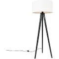 QAZQA Gulvlampe Tripod sort med skærm hvid 50 cm - Tripod Classic