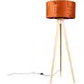QAZQA Gulvlampe træ med orange stofskærm 50 cm - Tripod Classic