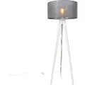 QAZQA Moderne Tripod gulvlampe hvid med grå skærm 50 cm - Tripod Classic
