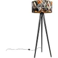 QAZQA Gulvlampe Tripod sort med blomsterlampeskærm 50 cm - Tripod Classic