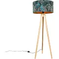 QAZQA Moderne gulvlampe træstofskærm sort påfugl 50 cm - Tripod Classic
