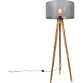 QAZQA Rustik Tripod Vintage Træ med mørkegrå skærm 50 cm - Tripod Classic