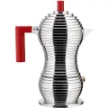 Alessi Espresso med langsom dryp PULCINA 150 ml, til induktion, rød håndtag, Alessi