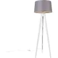 QAZQA Moderne Tripod hvid med linieskærm mørkegrå 45 cm - Tripod Classic