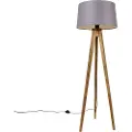 QAZQA Rustik tripod vintage træ med linieskærm mørkegrå 45 cm - Tripod Classic