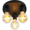 QAZQA Smart moderne loftslampe sort inkl. 3 WiFi G95 - Facil