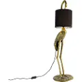 QAZQA Vintage gulvlampe messing stofskærm sort - Animal Crane