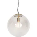 QAZQA Moderne pendellampe messing med røgglas 40 cm - Ball