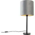 QAZQA Moderne bordlampe sort med grå skærm 25 cm - Simplo
