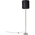 QAZQA Moderne gulvlampe stål med skærm sort 40 cm - Simplo