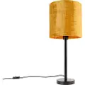 QAZQA Moderne bordlampe sort med guldskærm 25 cm - Simplo