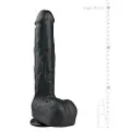 EasyToys - stor sugekop dildo med kugler (29,5 cm) - sort