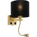 QAZQA Art Deco væglampe guld med USB og sort skærm - Brescia