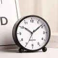 24hShop Tyst Analogt vækkeur Rundt - Sort