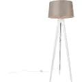 QAZQA Moderne Tripod hvid med linieskærm taupe 45 cm - Tripod Classic