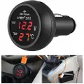 24hShop 3-i-1 USB-biloplader med voltmeter og temperaturmåling