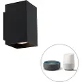 QAZQA Moderne smart væglampe sort inkl. 2 WiFi GU10 - Sandy